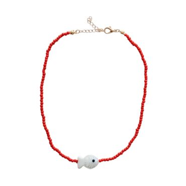 collier enfant perles rouges trouville