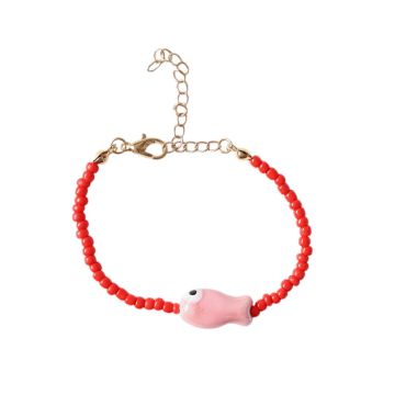 bracelet enfant perles rouges trouville