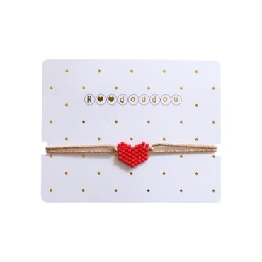 bracelet enfant perles coeur rouge