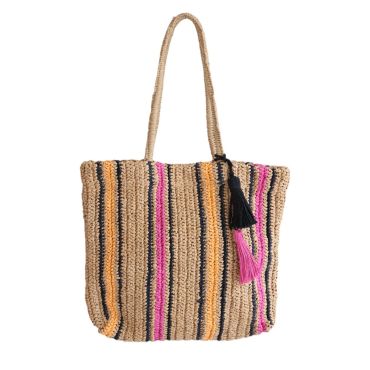 sac cabas rayé raphia