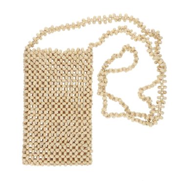 Sac pochette téléphone perles en bois