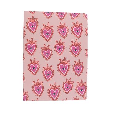 carnet de notes coeurs ex-voto rose