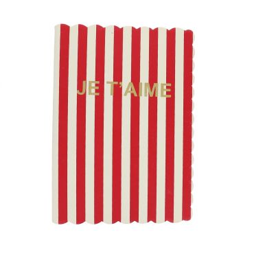 carnet de notes rayé rouge Je t'aime