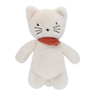 Peluche chat crème bandana terracotta