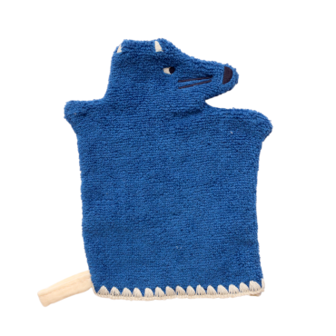 gant de toilette éponge loup bleu