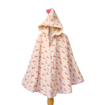 cape de bain éponge lapin rose