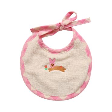 bavoir rond en éponge lapin rose