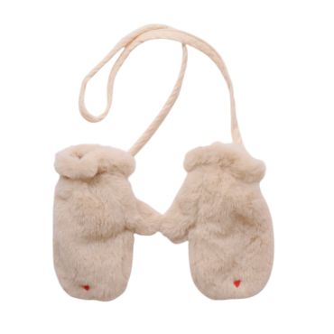 moufles en fausse-fourrure creme