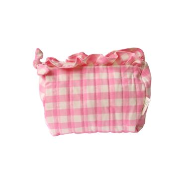 trousse de toilette carreaux roses chichi pompon