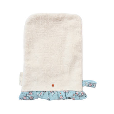 gant de toilette fleurs bleu