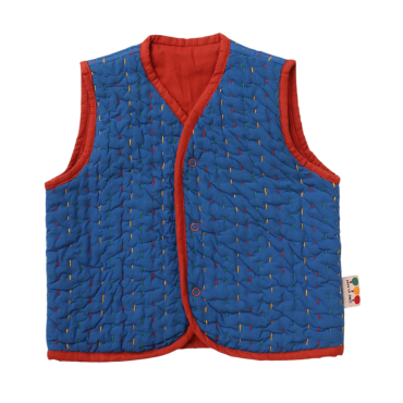 gilet sans manches kantha bleu
