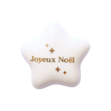 Etoile en céramique blanc et doré Joyeux Noël