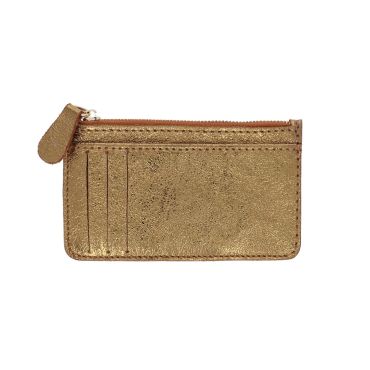 porte-cartes zip cuir irisé bronze