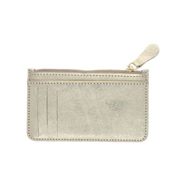 porte monnaie en cuir irisé doré