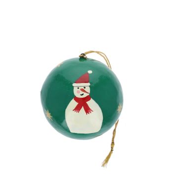 boule de noel papier maché verte