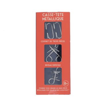 Jeu trio de casse-têtes en métal orange