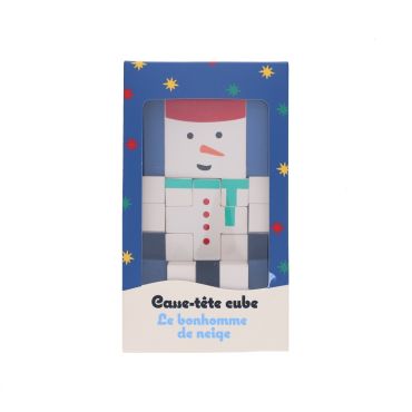 casse-tête cube en bois bonhomme de neige