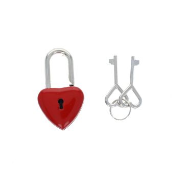petit cadenas en métal coeur rouge