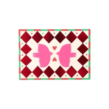 carte de voeux oiseaux roses 