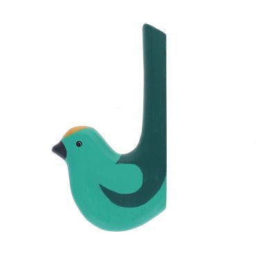 Patère en bois oiseau vert - La forêt