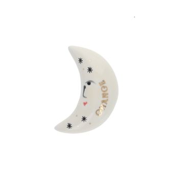 porte-bonheur en céramique lune écrue chance