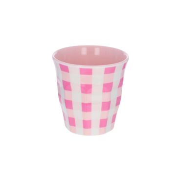 petit verre en mélamine vichy rose