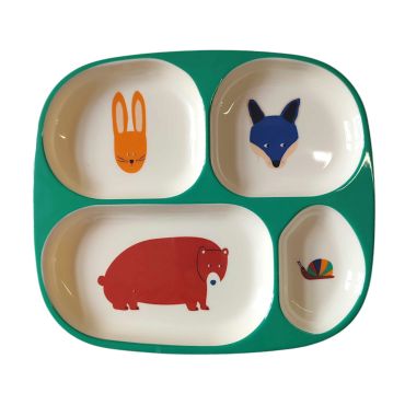 assiette à compartiments animaux la foret