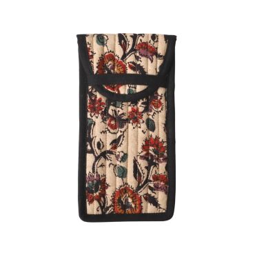 étui à lunettes block print beige