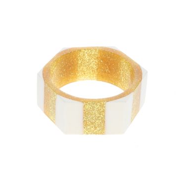 bracelet en résine orange et écru