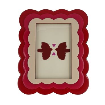 Cadre photo en résine ondulé rose