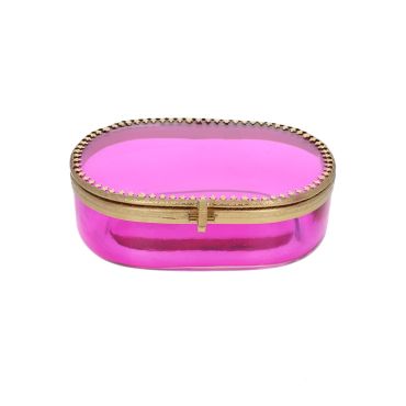 boite ovale rose verre et laiton