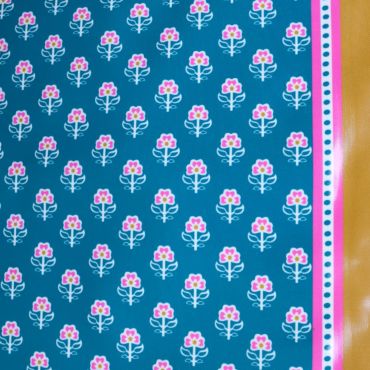 toile cirée block print vert