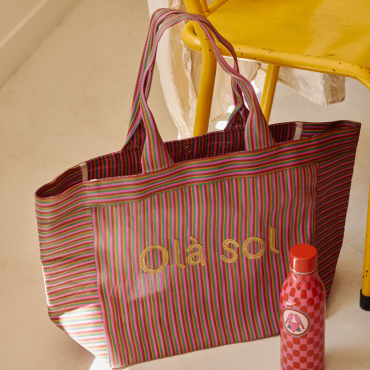 sac cabas rayé multicolore
