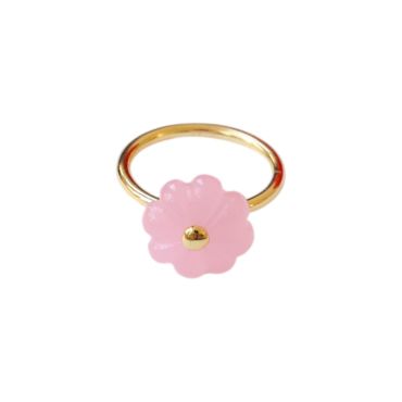 Bague dorée Keya fleur rose taille 50