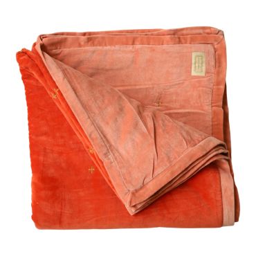 édredon en velours orange pêche