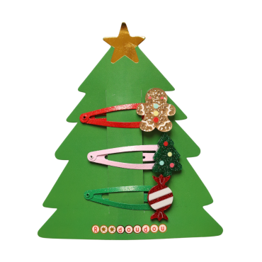 barrettes cheveux sapin noel