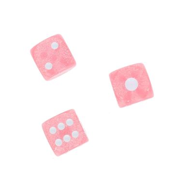 Lot de 3 dès à paillettes rose