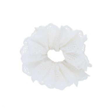 chouchou cheveux broderie blanche