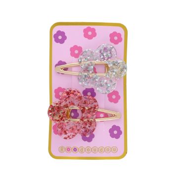 lot 2 barrettes paillettes argent et rose