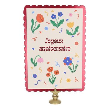 carte de voeux joyeux anniversaire fleurs