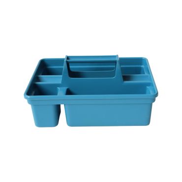 boite de rangement bleue à poignée