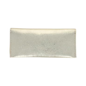 pochette à bijoux cuir irisé doré