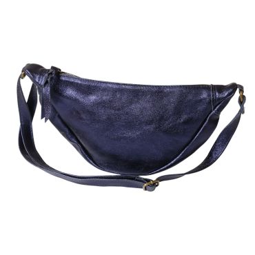 sac banane en cuir irisé bleu