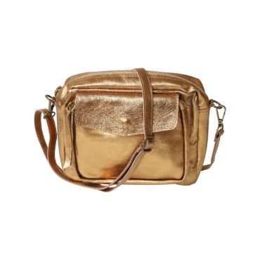 Sacoche en cuir irisé bronze