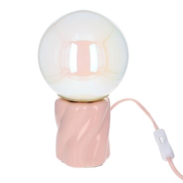 lampe rose globe nacré