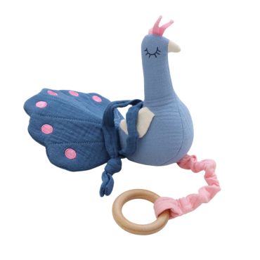 hochet musical paon bleu