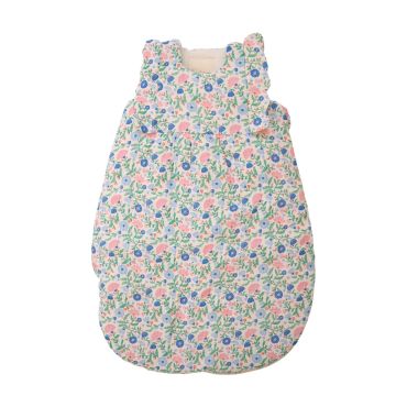 gigoteuse fleurie bleu et rose joli paon