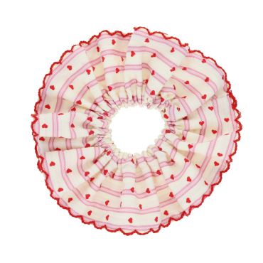 chouchou cheveux rayé rose coeurs rouge