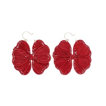 Boucles d'oreilles en raphia fleur rouge - Paraty