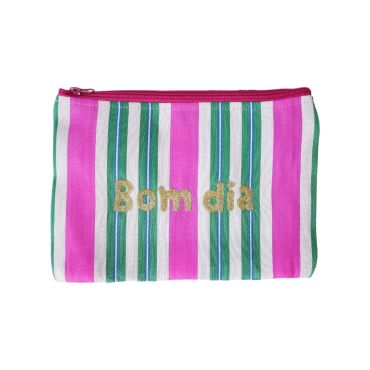 pochette a rayures roses et vertes